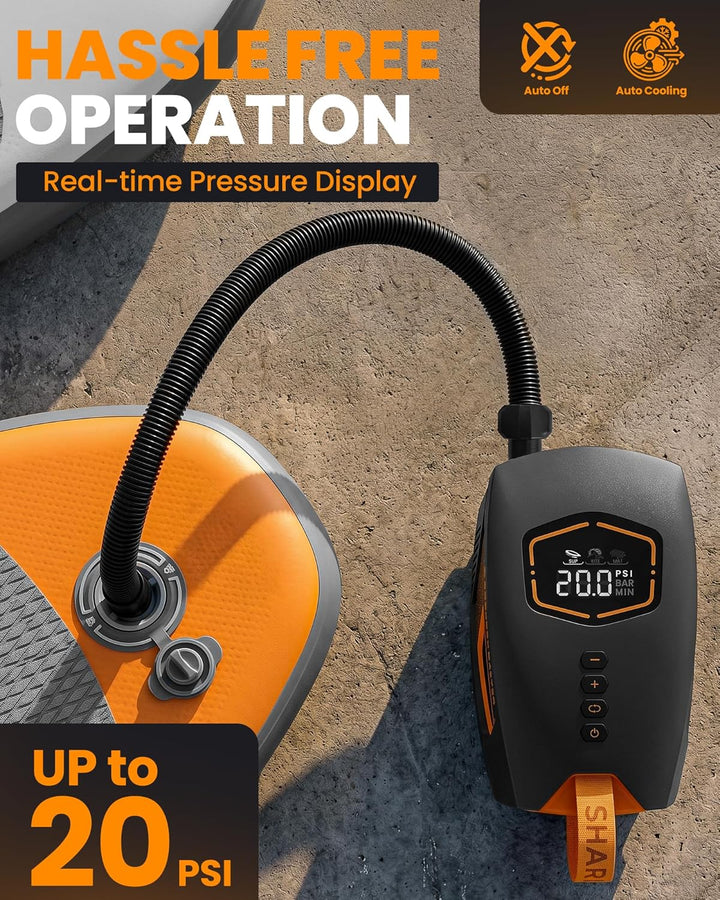 OutdoorMaster Shark 3 Mini 74Wh Tragbare Elektrische SUP Pumpe, Aufblaszeit 5'30", Wiederaufladbare