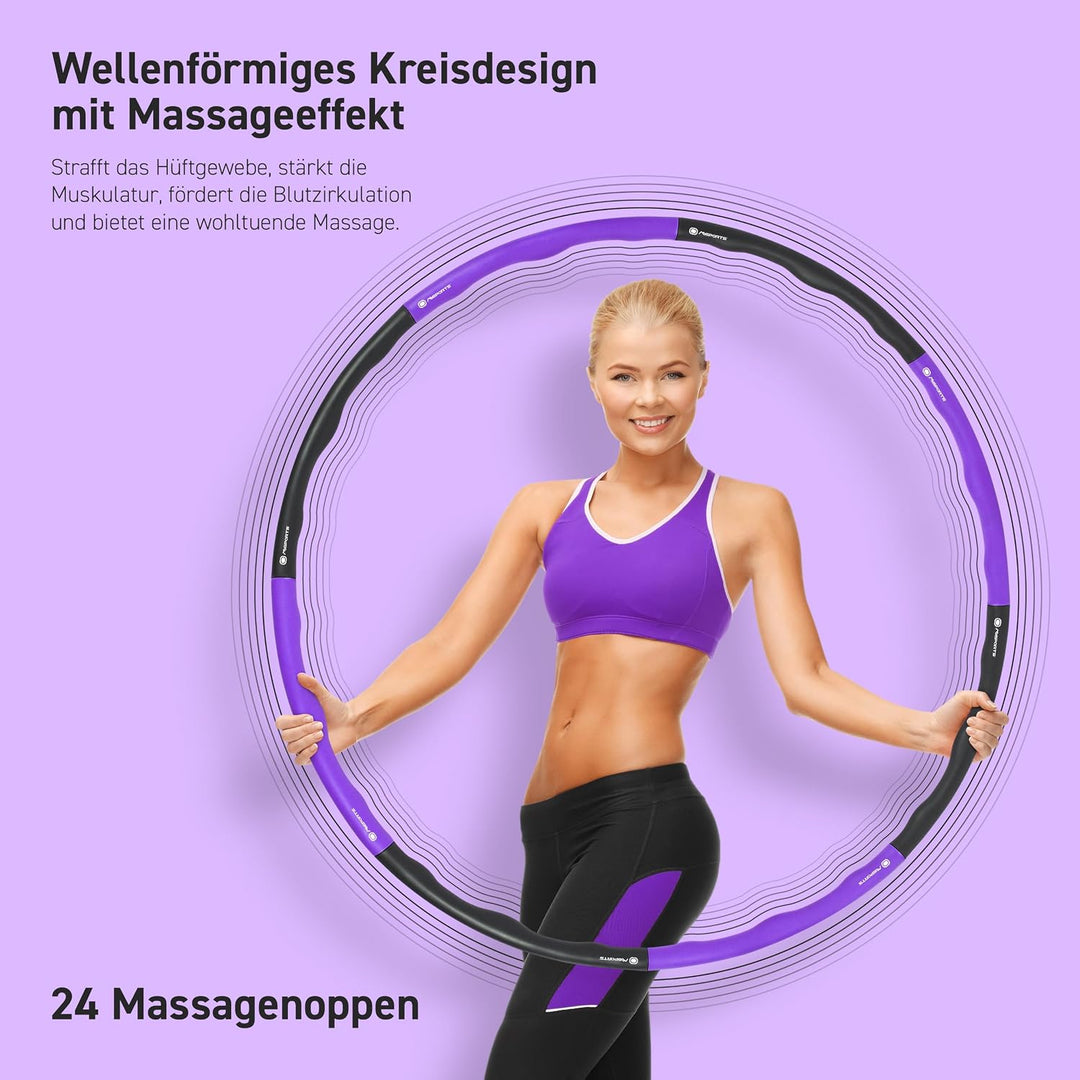 MSPORTS Hula Hoop Reifen Premium mit Schaumstoff und grössenverstellbar, Fitness Hula Hoop zur Gewic