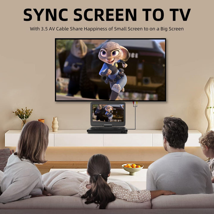 KCR 14-Zoll tragbarer TV/Tragbarer DVD-Player Combo mit HD LED-Drehbildschirm und DVB-T2 digitalem T