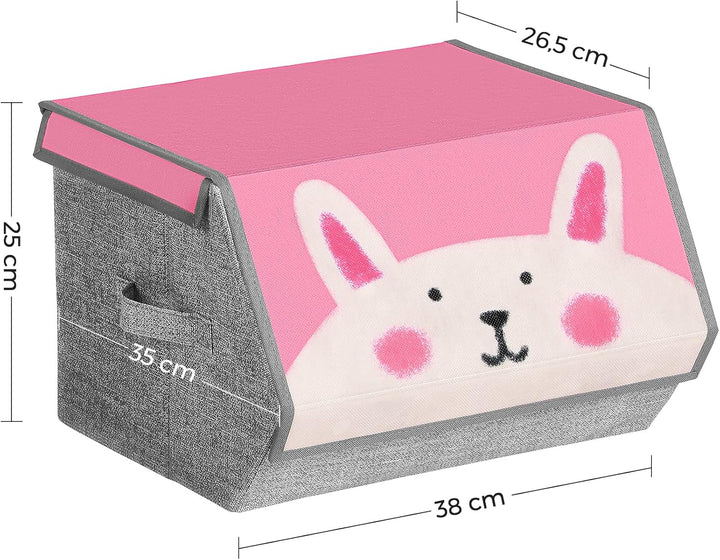 SONGMICS Aufbewahrungsboxen, 3er Set, Faltboxen, Stoffboxen mit Griffen, Organizer, magnetischer Dec