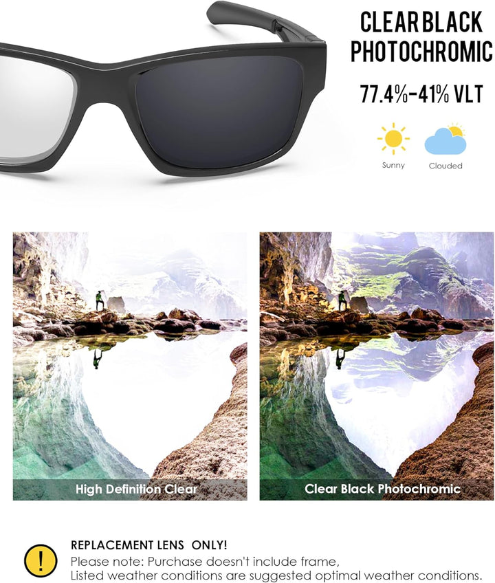 BlazerBuck Anti-salz Polarisierte Ersatzgläser für Oakley Jupiter Squared OO9135 Klares Schwarz Phot