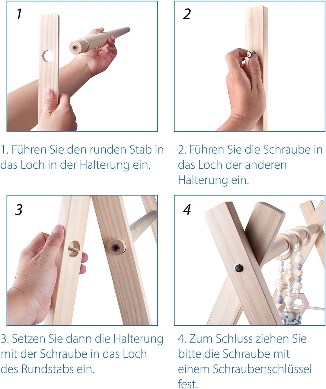 Caudblor Spieltrapez Holz Babyspielzeug Puzzle Gym inkl. Anhänger Babygymnastik aktiv Spielzeug Baby