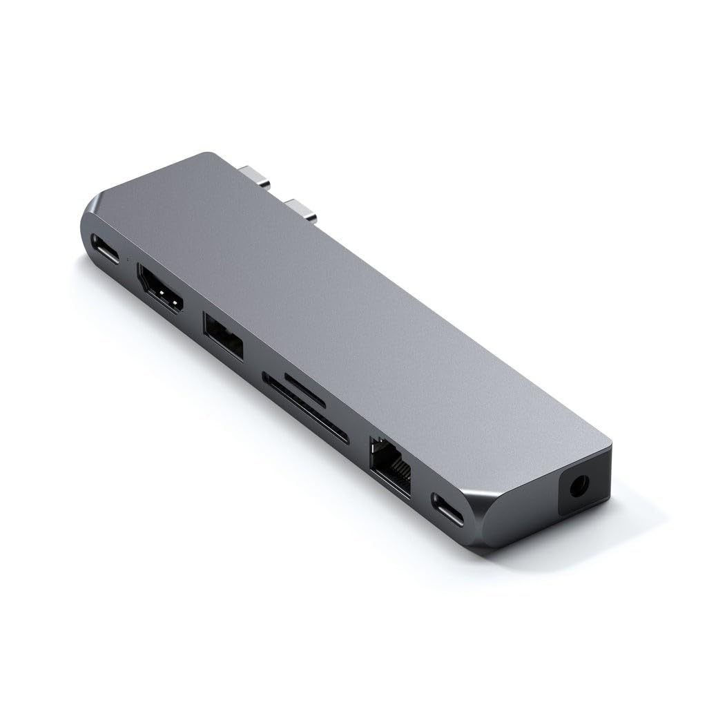 SATECHI USB-C Hub Multiport Adapter Pro Hub Max – USB4, USB-A Daten, USB-C Daten, Gigabit Ethernet,