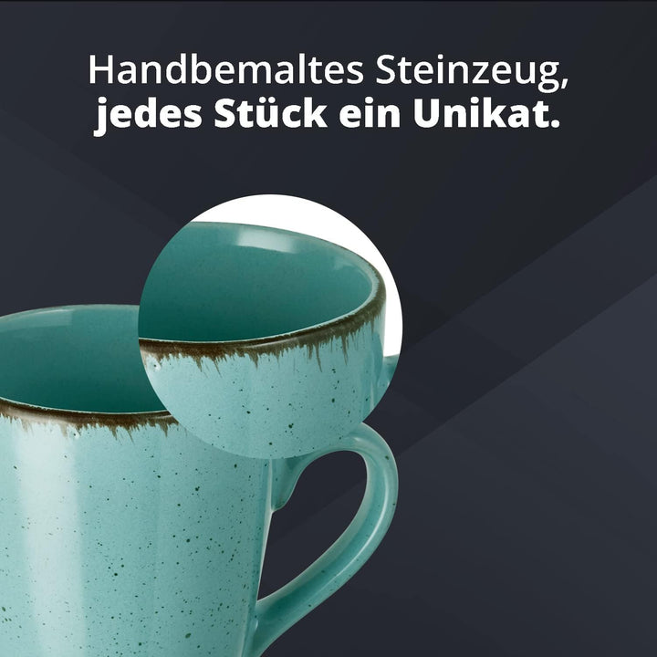 Peill+Putzler Germany | Kombiservice 16-teilig | Geschirrset aus Feinsteinzeug handbemalt jedes Teil