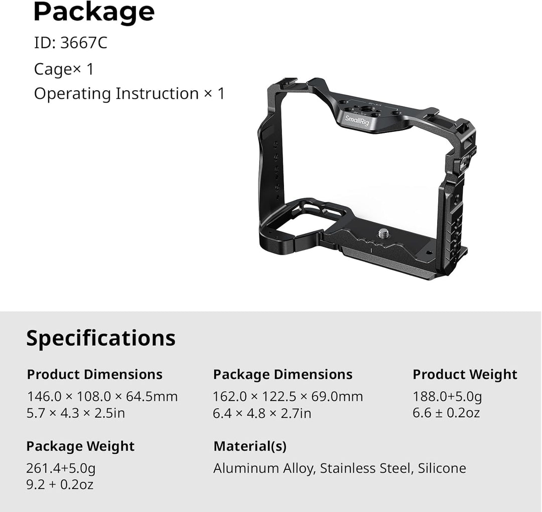 (Aktualisierte Version) SMALLRIG Full Cage Käfig für Sony Alpha 7R V/Alpha 7 IV/Alpha 7S III/Alpha 1