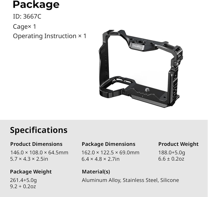 (Aktualisierte Version) SMALLRIG Full Cage Käfig für Sony Alpha 7R V/Alpha 7 IV/Alpha 7S III/Alpha 1