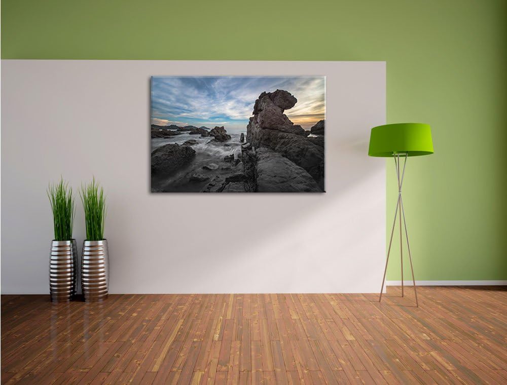 Pixxprint Küste bei Abenddämmerung als Leinwandbild/Grösse: 100x70 / Wandbild/Kunstdruck/fertig besp