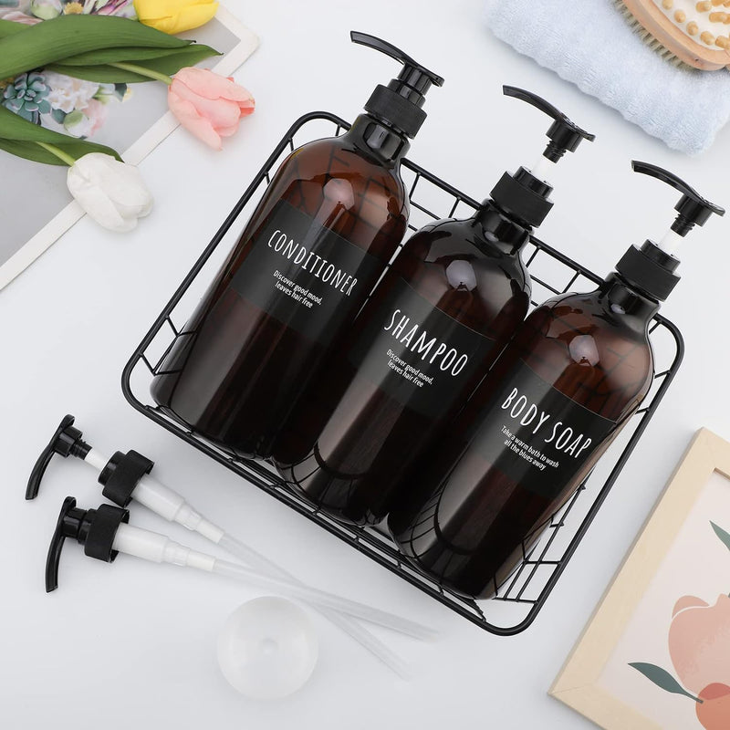 Segbeauty Lotion Dispenser, 3 Stück 1000 ml Seifenspender Set mit Etiketten, Shampoo Spülmittelspend