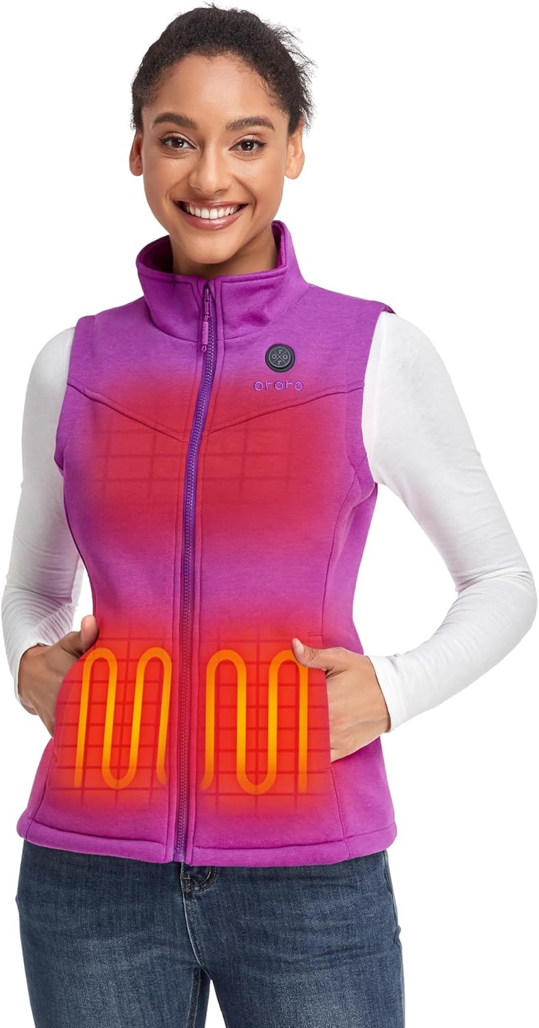 ORORO Beheizbare Weste Fleece Damen Beheizte Fleeceweste mit Powerbank Heizweste Damen - Ladegerät N