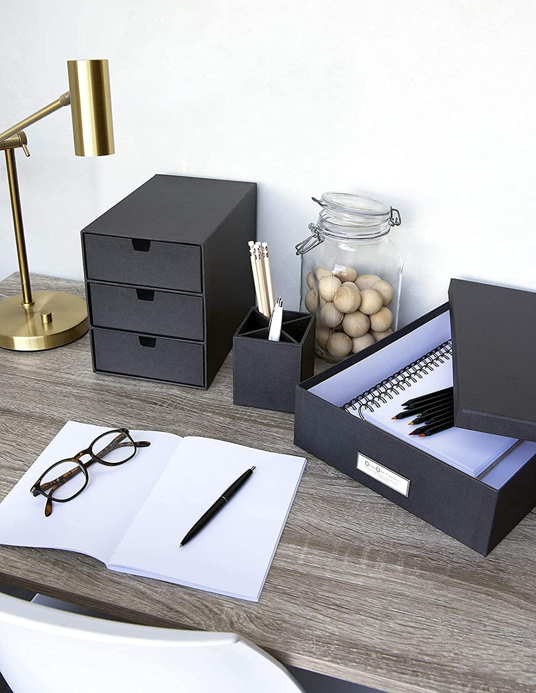 BIGSO INGRID Schubladenbox für Dokumente und Bürobedarf – Schreibtisch Organizer mit 3 Schubladen –