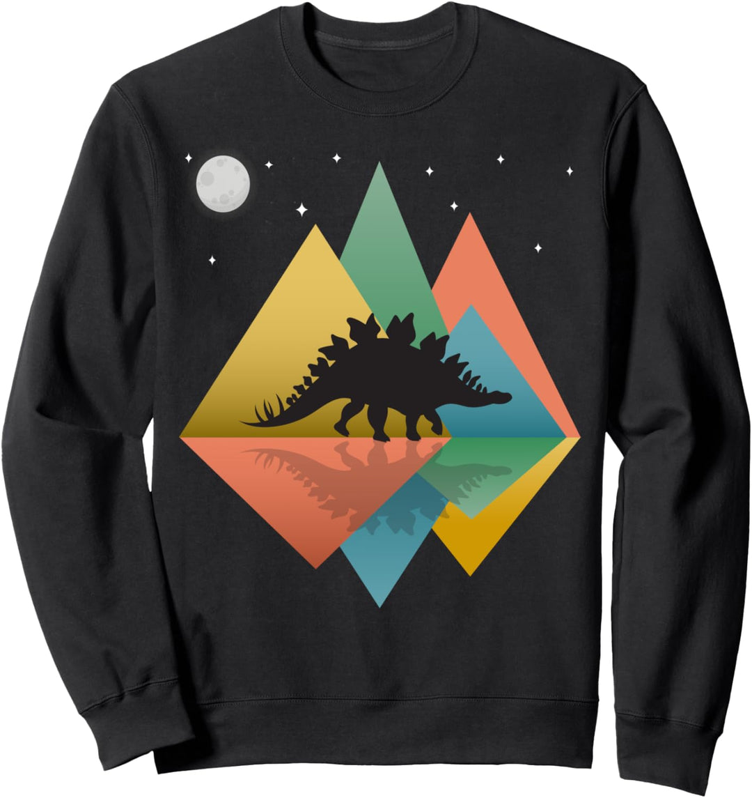 Stegosaurus Dinosaur Fan Mountains Retro Pop Art Sweatshirt