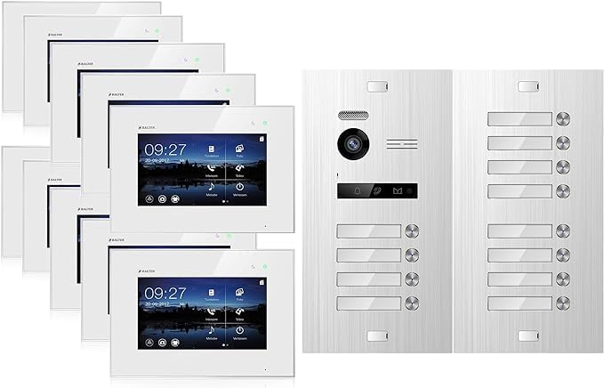 Balter EVO-HD Video Türsprechanlage, Video Türklingel mit Kamera, 12 familienhaus Klingel, Smartphon