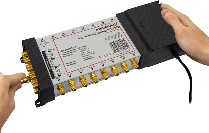 PremiumX PXMS 9/16 Multischalter mit Netzteil Multiswitch 2 SAT für 16 Teilnehmer Satverteiler Digit