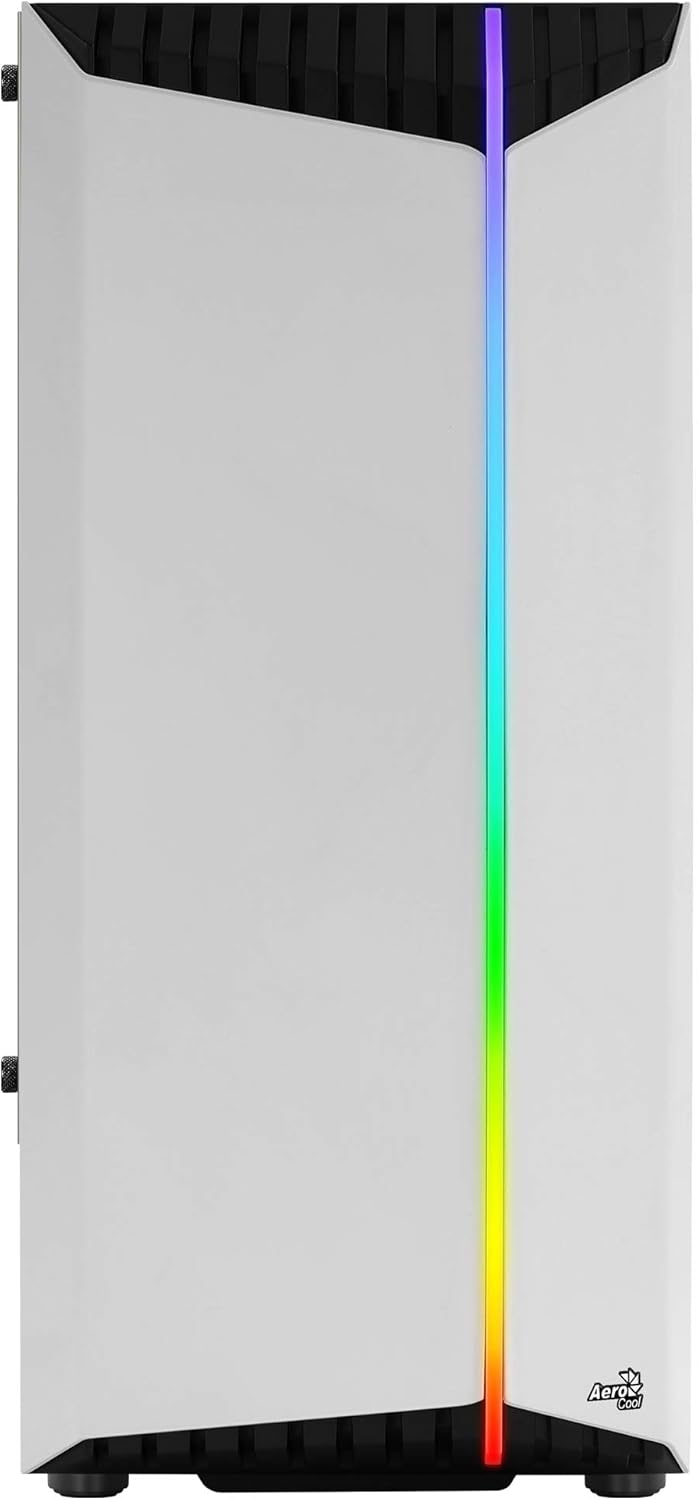 AeroCool BIONICV1WH Weiss, RGB Gaming PC-Gehäuse, Gehärtetes Glas + 12cm-Lüfter Weiss BIONICV1, Weis