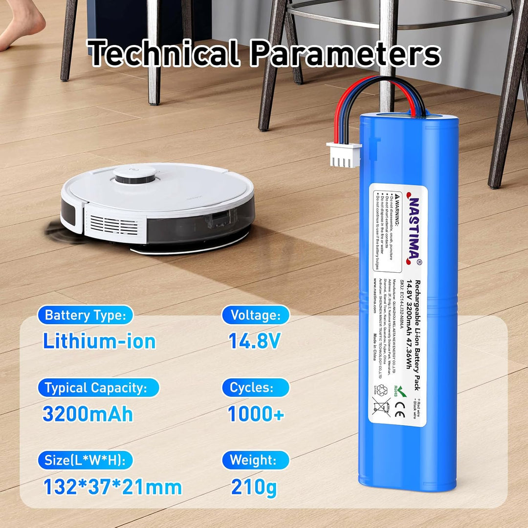 NASTIMA 3200mAh Li-Ion Akku Kompatibel mit Ecovacs Deebot N8, Deebot N8 Pro, Deebot N8+, Deebot N5,