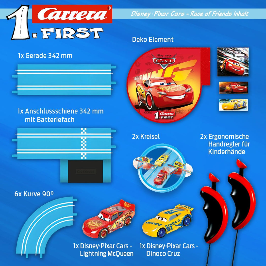 Carrera FIRST Disney Pixar Cars Rennbahn Set | Race of Friends | Batteriebetriebene Rennstrecke | Ab