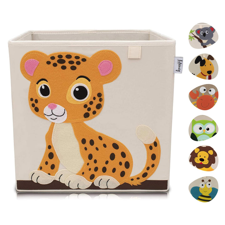 LIFENEY Aufbewahrungsbox Kinder mit Tiger Motiv I Spielzeugbox mit Tiermotiv passend für Würfelregal