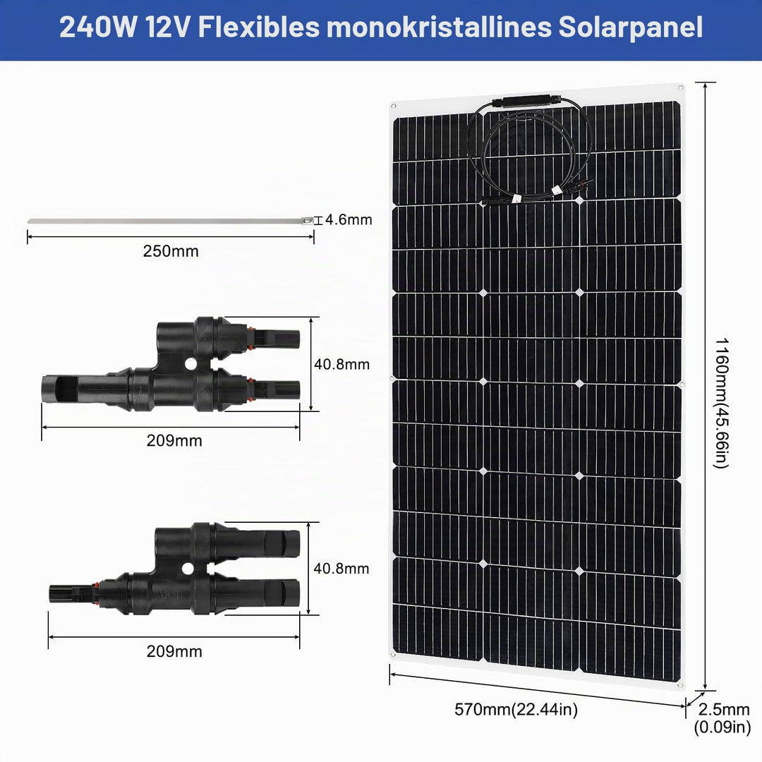 【240W 12V Flexible Solarmodule】DERUXI 2x120W Solarpanel Camping 12V: 120W*2pcs Flexibles Solar Panel