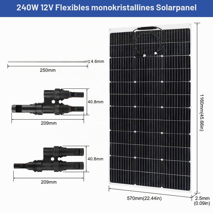 【240W 12V Flexible Solarmodule】DERUXI 2x120W Solarpanel Camping 12V: 120W*2pcs Flexibles Solar Panel