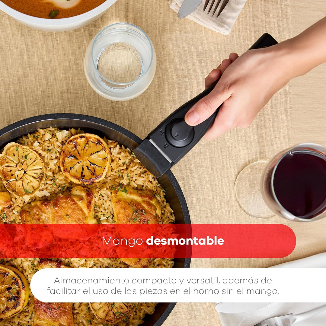 BERGNER CLICK&COOK - Set 10 PZS Schwarzes Easy Click Kochgeschirr - Pfannen und Töpfe mit schwarzer