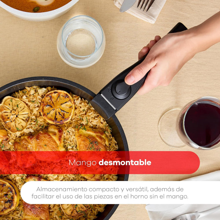 BERGNER CLICK&COOK - Set 10 PZS Schwarzes Easy Click Kochgeschirr - Pfannen und Töpfe mit schwarzer