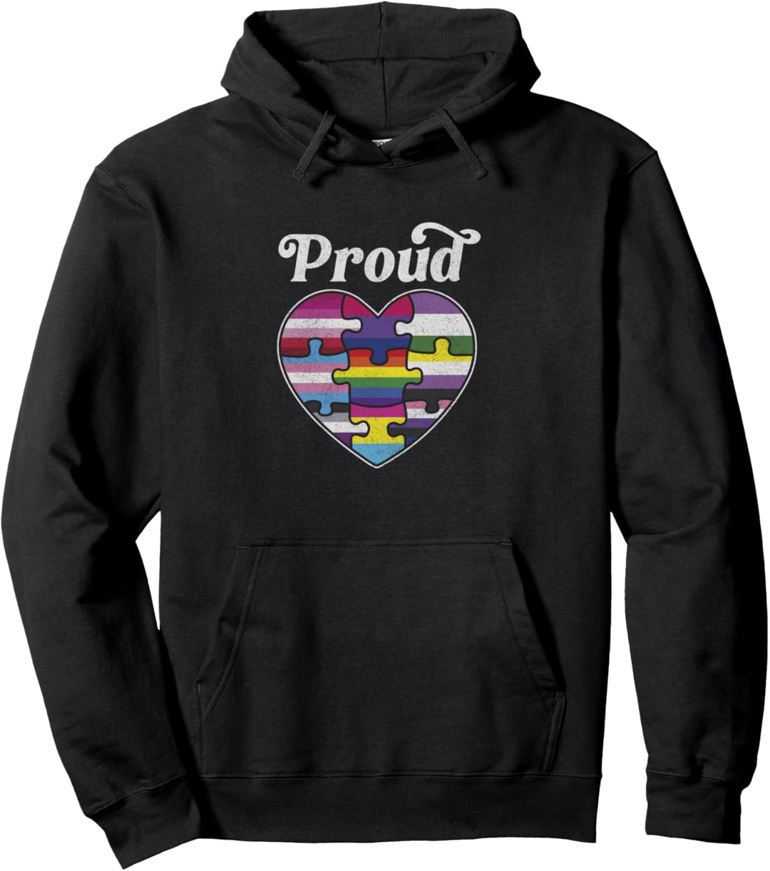 Fifth Sun Proud Colorful Heart Puzzle Pieces Pullover Hoodie