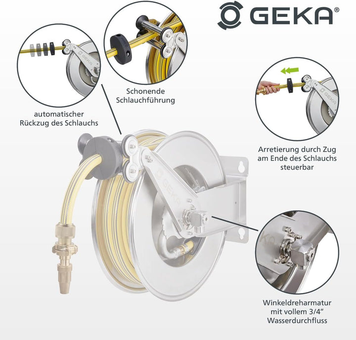 GEKA plus automatischer Schlauchaufroller EA15SK, mit Wasserschlauch, L x B x H 52 (inkl. Halterung)
