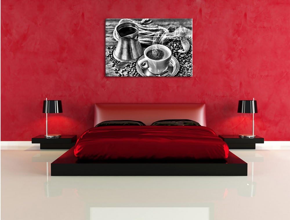 Pixxprint Kaffe Kaffeetasse Kaffee / 100x70cm Leinwandbild bespannt auf Holzrahmen/Wandbild Kunstdru
