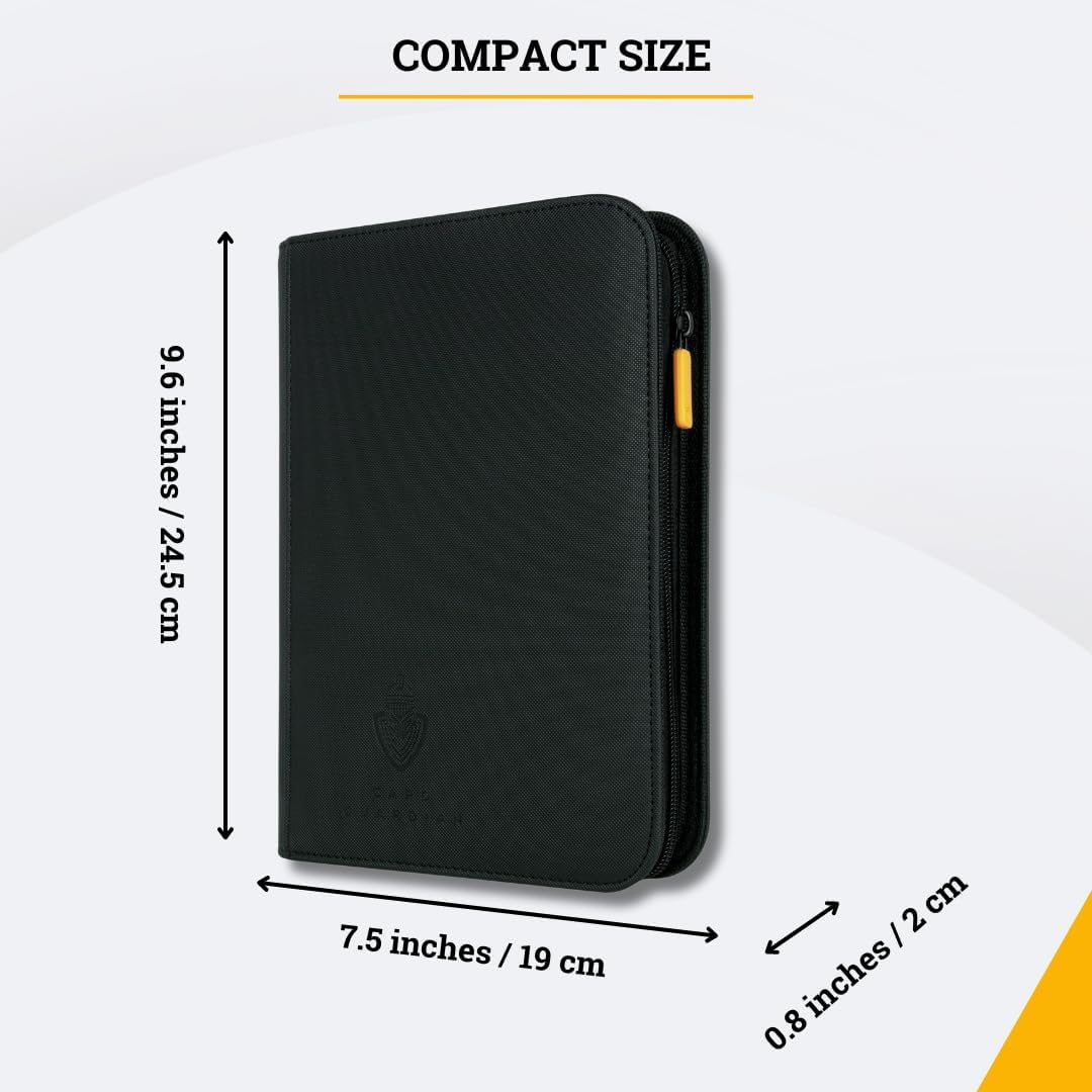 Card Guardian - 4 Pocket Premium Binder mit Reissverschluss und Seitentaschen für 160 Karten Sammelk