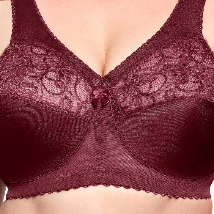 Glamorise Damen Bügelloser MagicLift-Stütz-BH für grosse Grössen Nr. 1000 80B Bordeaux, 80B Bordeaux