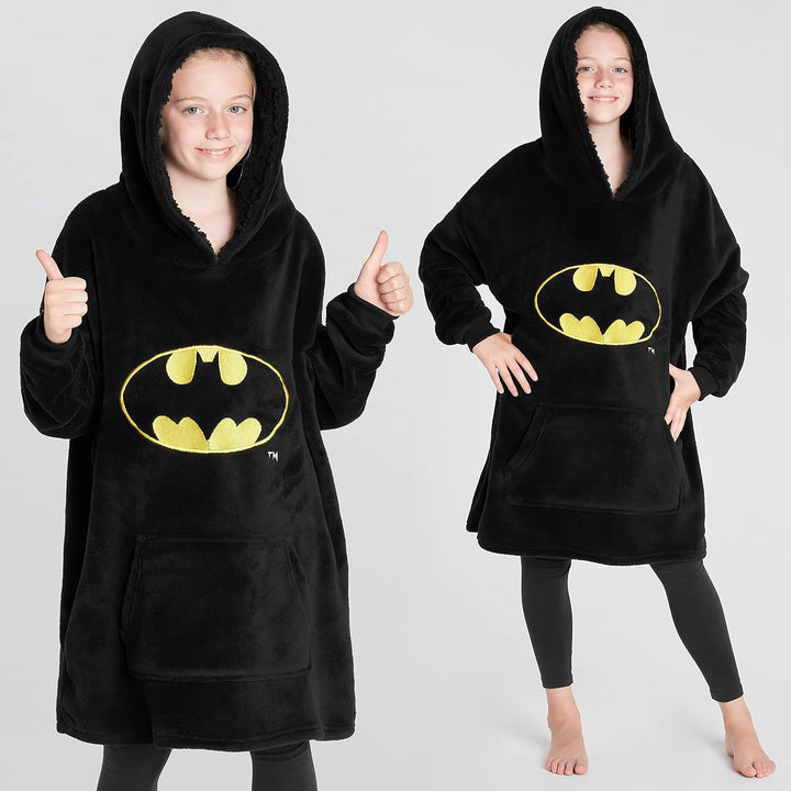 DC Comics Batman Übergrosse Hoodie Decke Kinder Flauschig Kuschelpullover Jungen Mädchen Oversize Ku