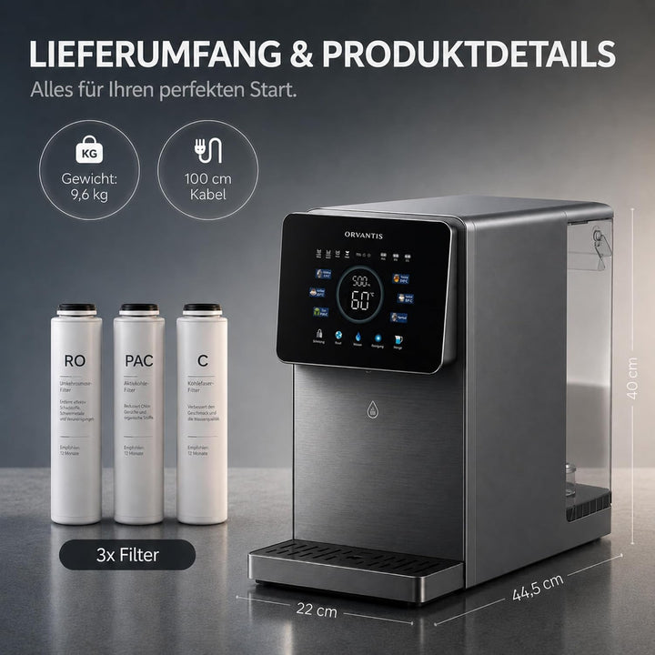 Premium Auftisch Osmoseanlage Trinkwasser – Umkehrosmoseanlage mit UV-Licht, filtert 99% Schadstoffe