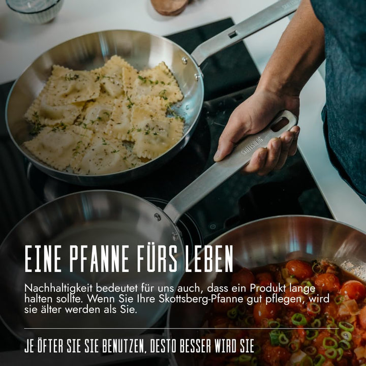 Skottsberg Wokpfanne Edelstahl | Ø 30 cm | Unbeschichtet | Für alle Herdarten geeignet