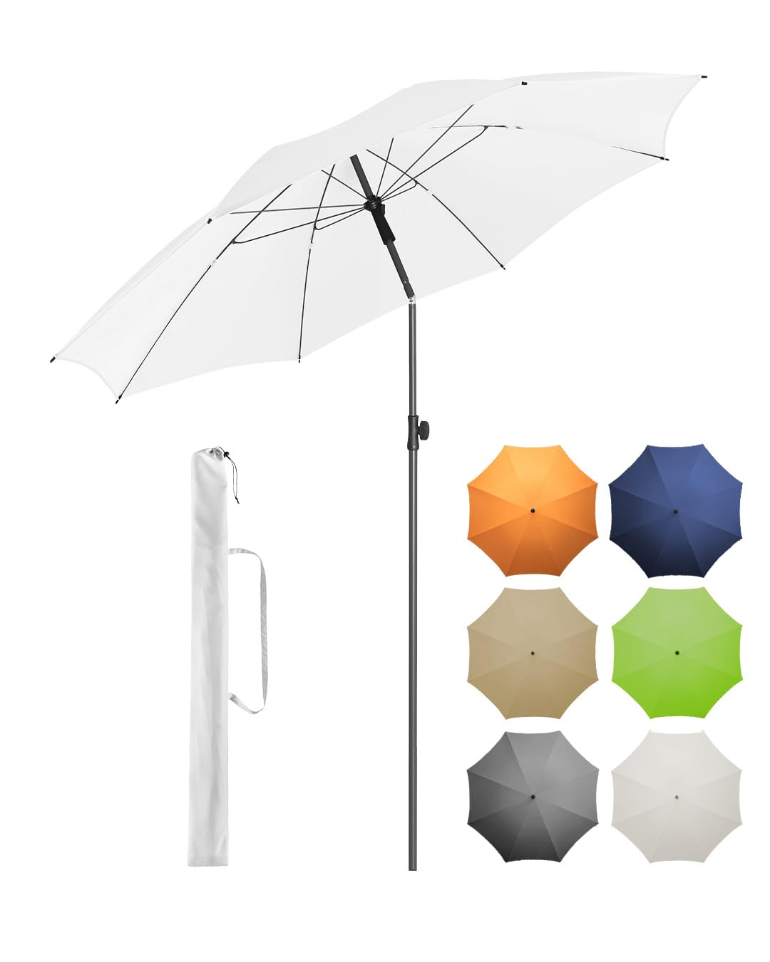 FARE Sonnenschirm Gr. L - 200 cm Durchmesser - UV-Schutz 50+ für Balkon Garten Terrasse Sommer - Tit