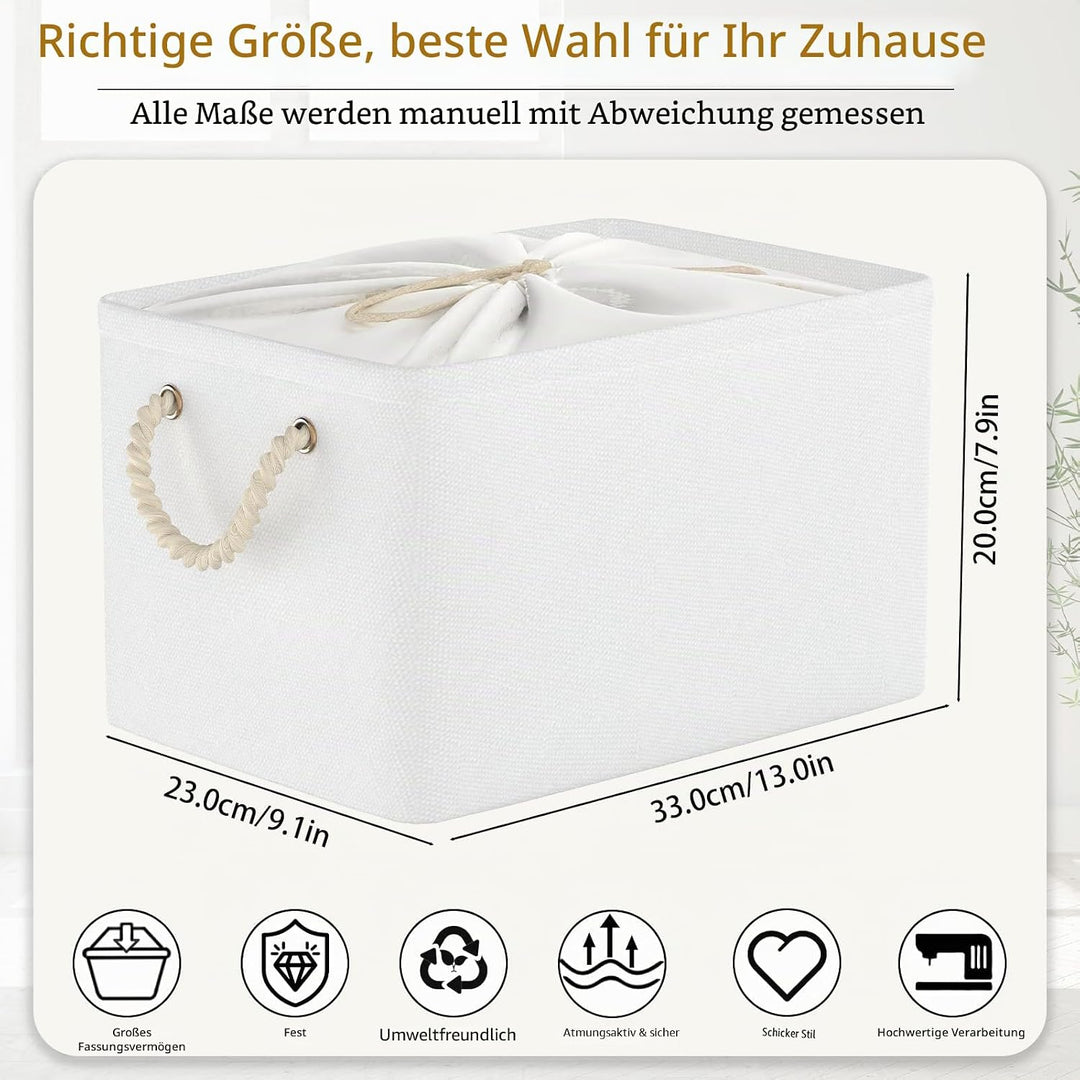 Yawinhe 3er Set Aufbewahrungsbox mit Deckel,Faltboxen aus Stoff mit Kordelzug-Abdeckung und 2 Griffe