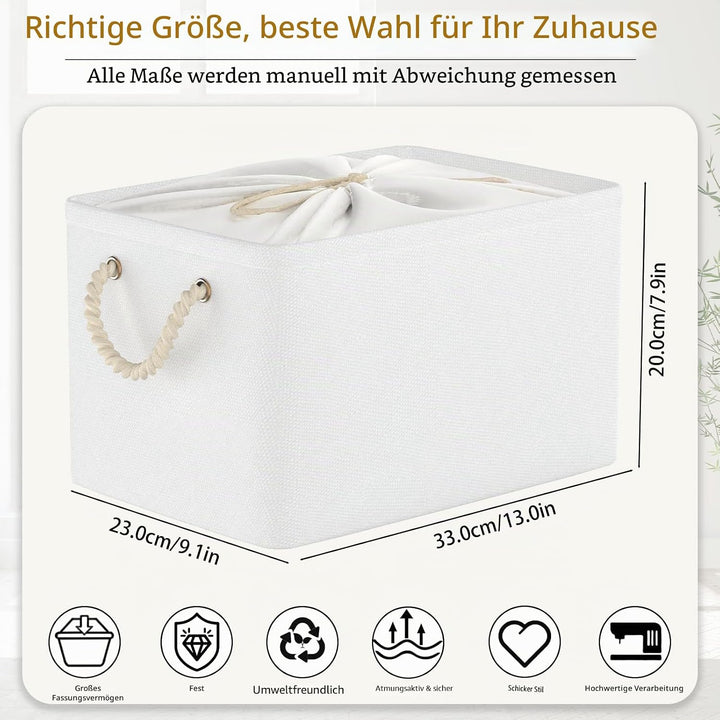 Yawinhe 3er Set Aufbewahrungsbox mit Deckel,Faltboxen aus Stoff mit Kordelzug-Abdeckung und 2 Griffe