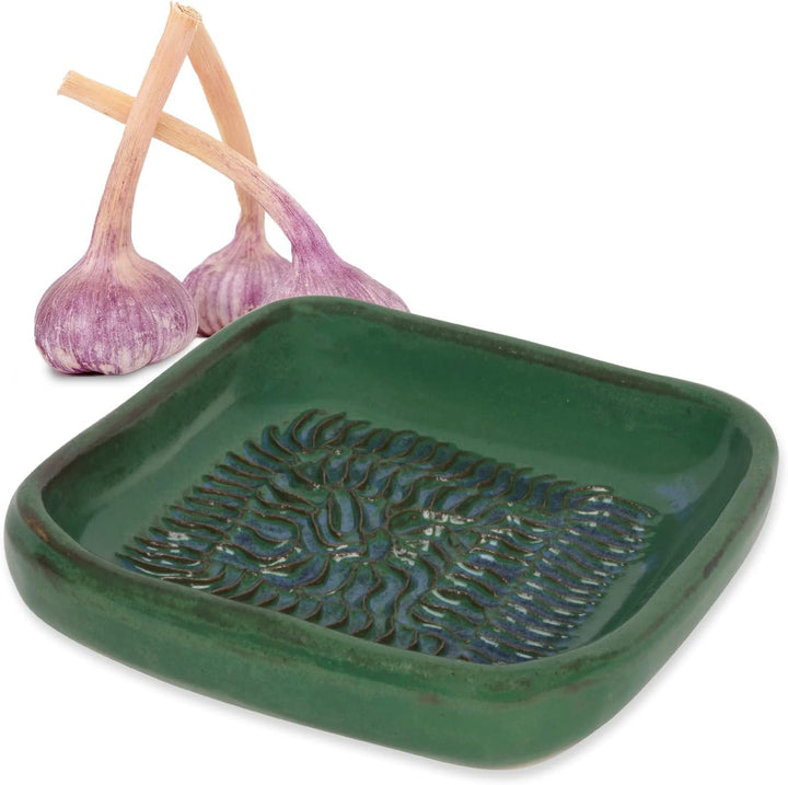 Ceramico Reibeteller &amp; Backpinsel mit Naturborsten, Set aus Keramik für Knoblauch, Ingwer, Muskat, H
