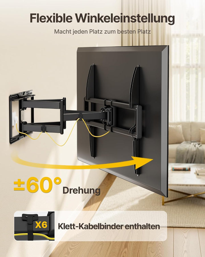 monTEK TV Wandhalterung für 50-100 Zoll Fernseher bis 75 kg, Schwenkbar Neigbar Wandhalterung Fernse