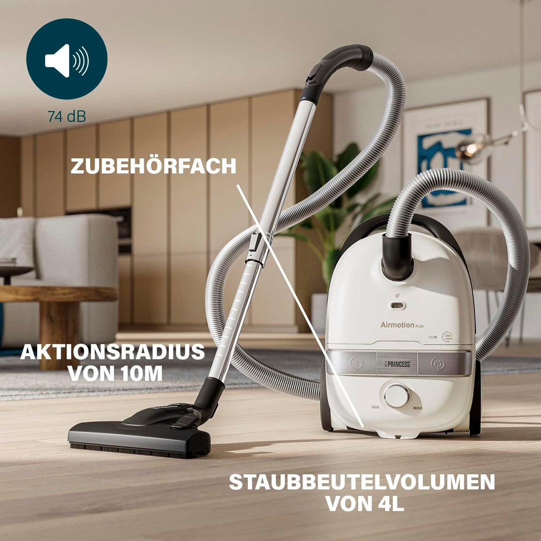 Princess Airmotion Plus, Leicht & Kompakt & grosses Volumen 4L, 700W, HEPA-Filter, 10m Aktionsradius
