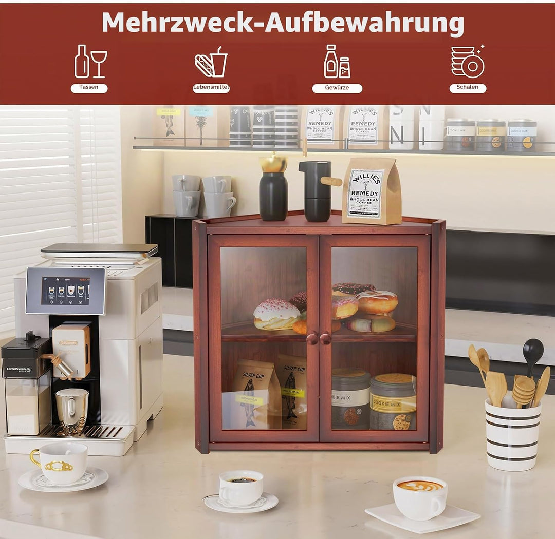 BAMBANG Brotkasten Ecke Bambus 2 Etagen Gross,Brotaufbewahrung Frischhalten Brotbehälter Brotschrank