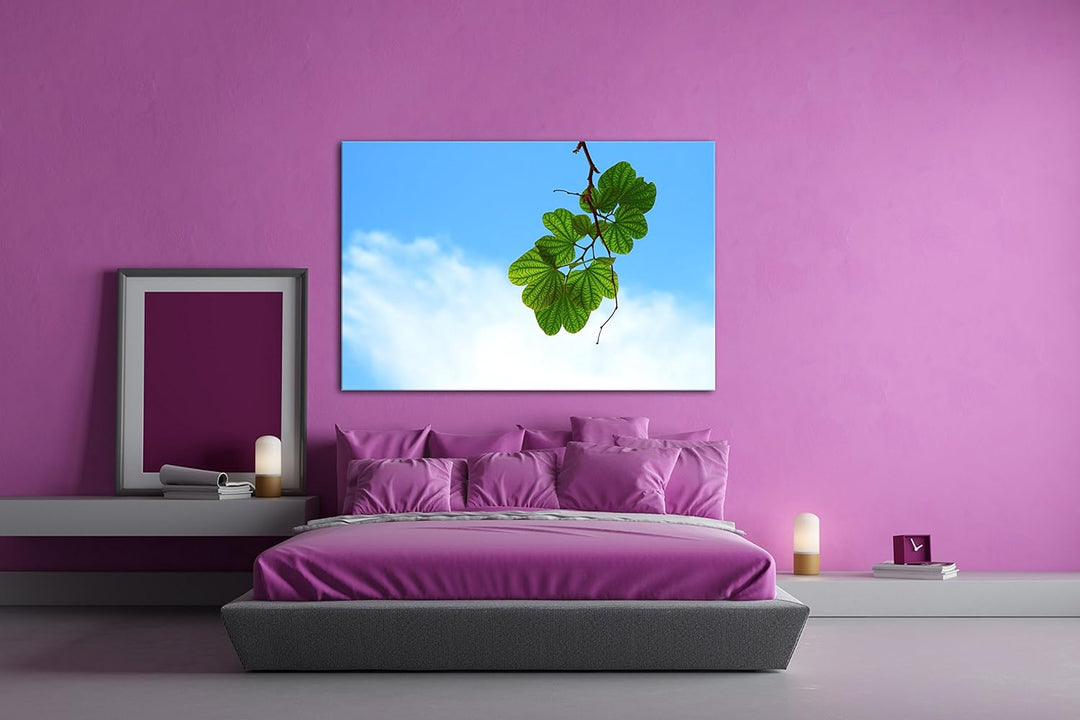 deyoli vereinzelte Blätter am Himmel Format: 80x60 als Leinwandbild, Motiv fertig gerahmt auf Echtho