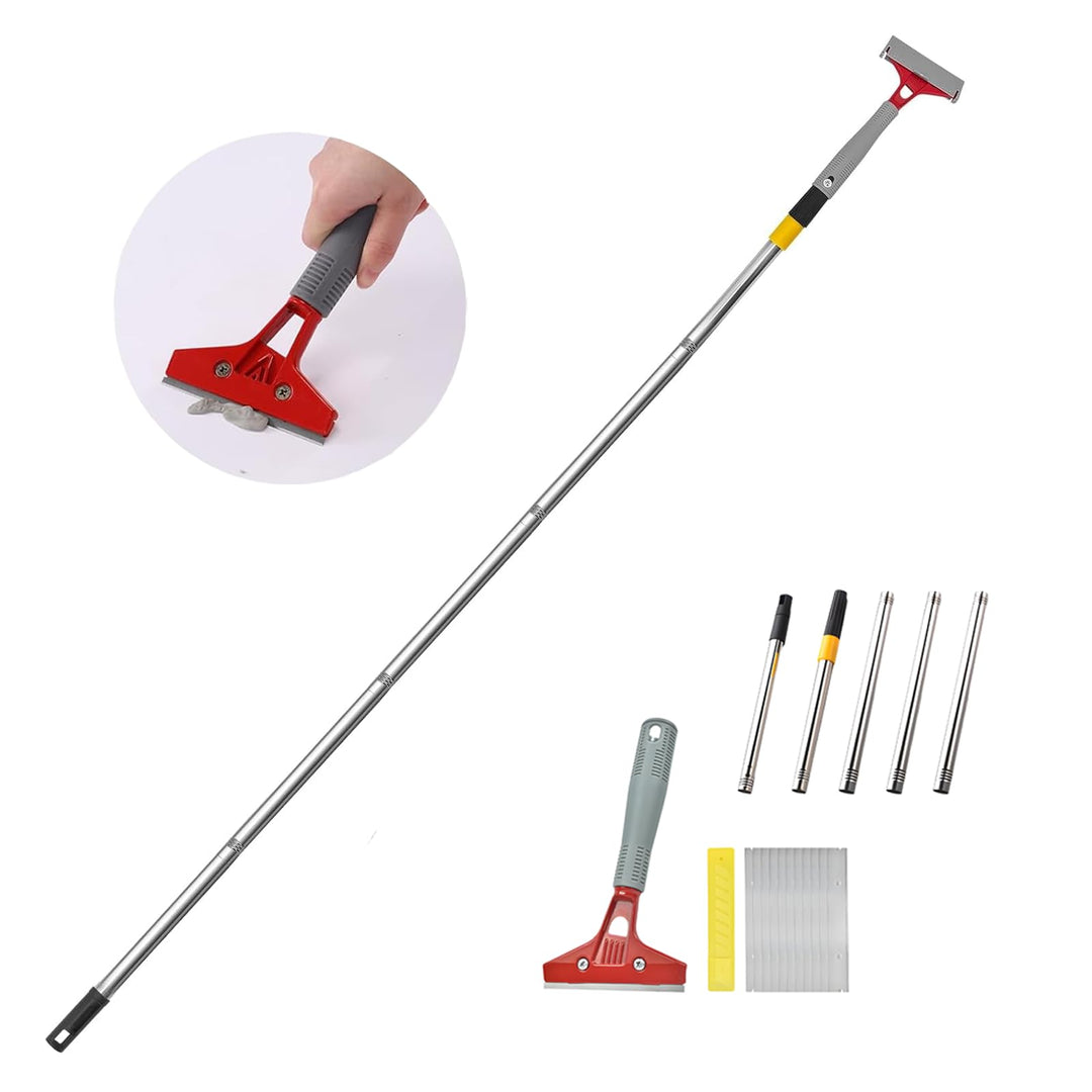 Tapetenentferner Kit,Pole Scraper(Verstellbar Von 75-155cm),Tapetenschaber Mit Gummigriff,Tapetenkra