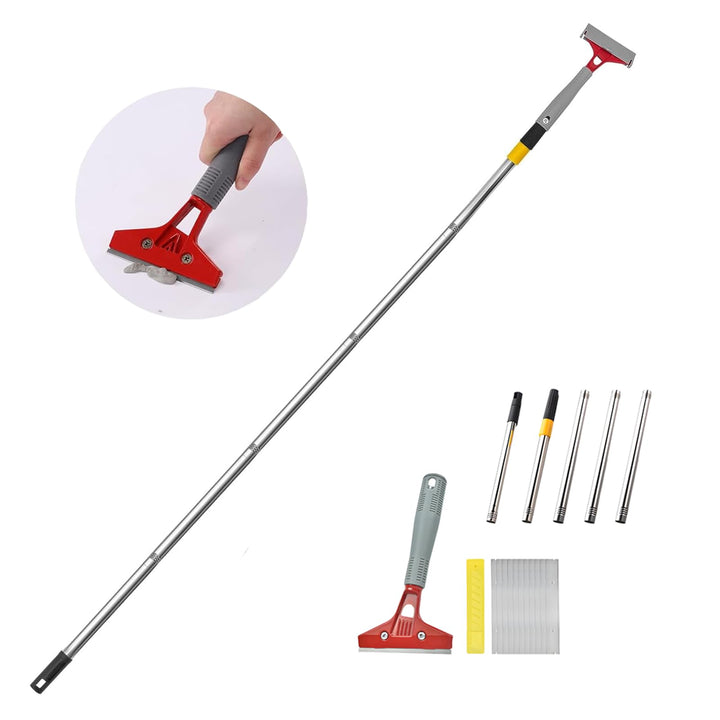 Tapetenentferner Kit,Pole Scraper(Verstellbar Von 75-155cm),Tapetenschaber Mit Gummigriff,Tapetenkra