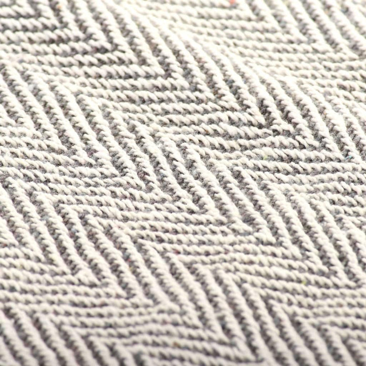 vidaXL Überwurf Baumwolle Fischgrätmuster 125x150cm Grau Tagesdecke Decke 125 x 150 cm Grau, 125 x 1