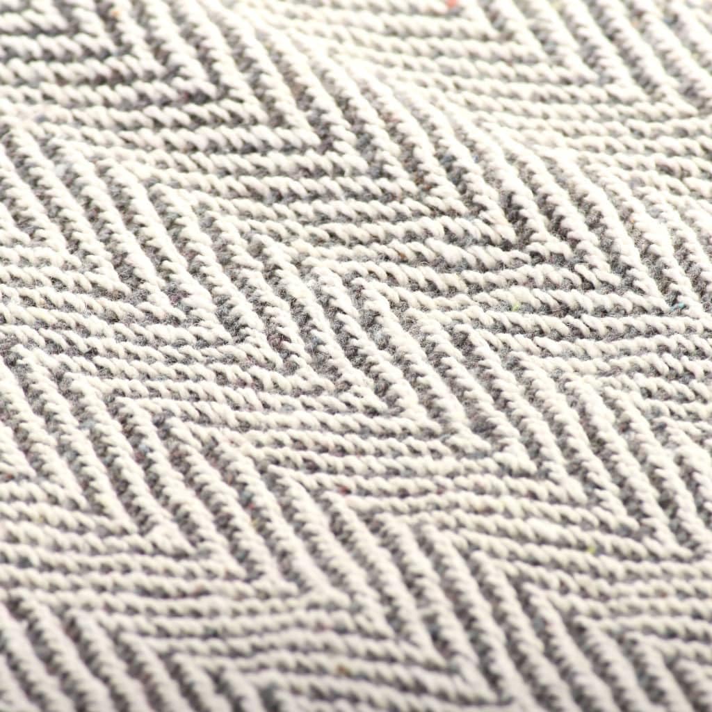 vidaXL Überwurf Baumwolle Fischgrätmuster 125x150cm Grau Tagesdecke Decke 125 x 150 cm Grau, 125 x 1