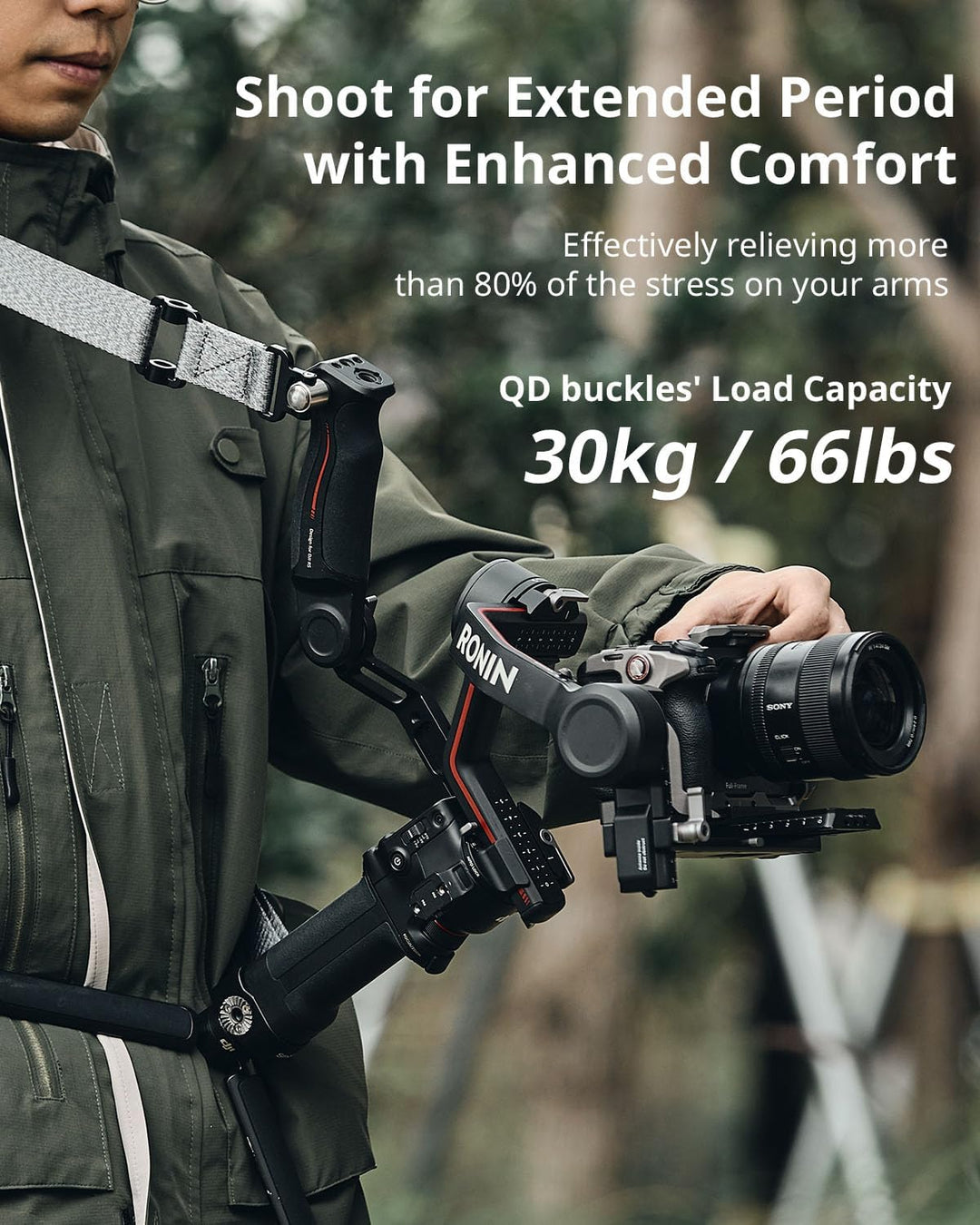 SMALLRIG RS3 RS2 Gewichtsreduzierender Schultergurt Shoulder Strap kompatibel mit Sling-Griff für DJ