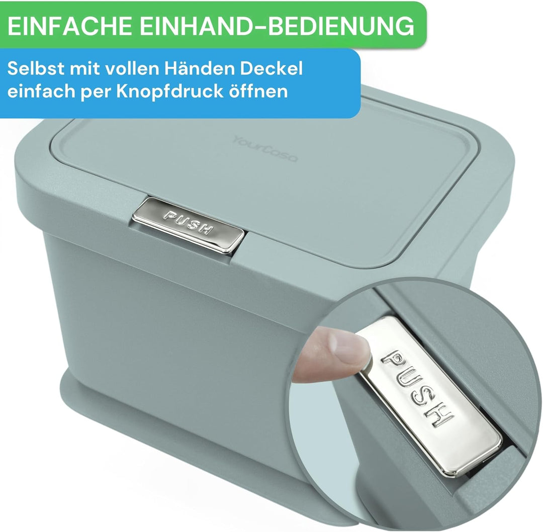 YourCasa® Biomülleimer Küche 5L - geruchsdichter Bio Mülleimer mit Deckel & Knopfdruck-Mechanismus -