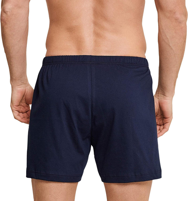 Schiesser Herren 2 PACK Boxershorts Baumwolle Jersey weich Multipack - Jerseyboxer S Dunkelblau_1740