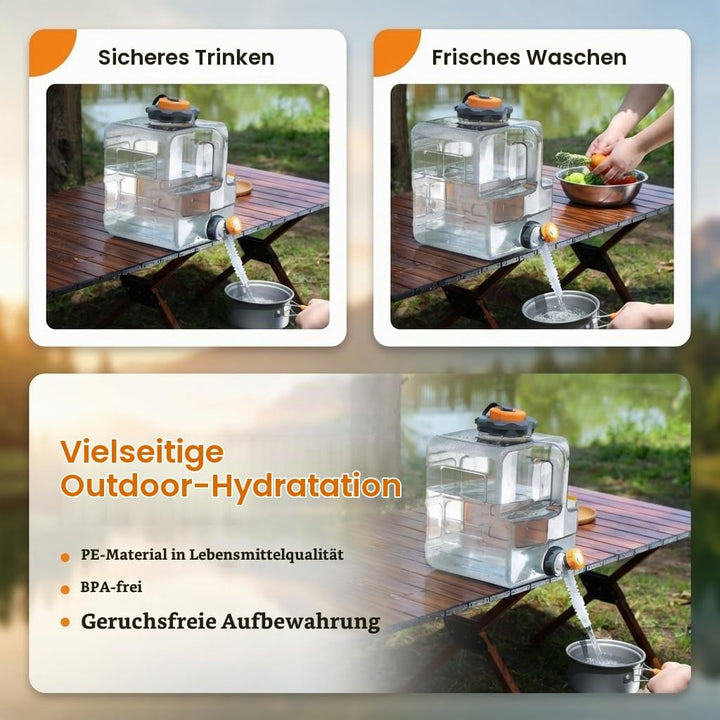 8-20L Wasserbehälter mit Hahn, Camping Wasserkanister kompatibel mit elektrischen Wasserpumpen, Trag