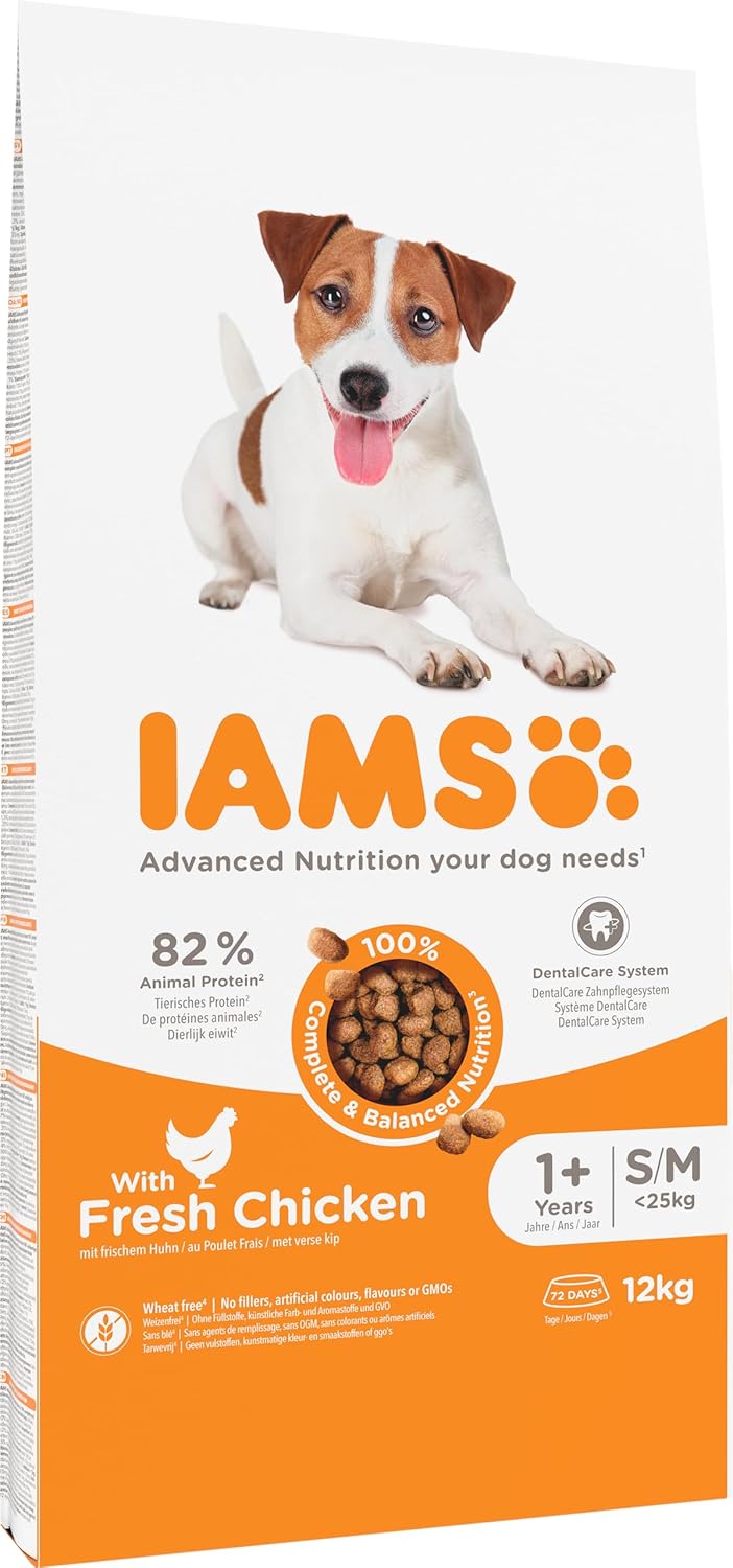 IAMS for Vitality Hundefutter trocken Huhn - Trockenfutter für erwachsene Hunde ab 1 Jahr, geeignet